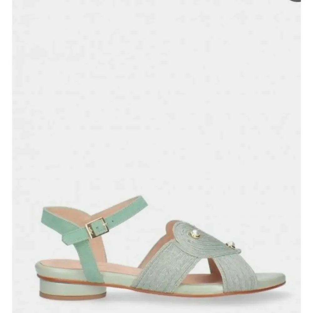 MLV Cassia Portuguese Heart Sandals Size US 10.5 Raffia & Metallic Gold‎ Finish